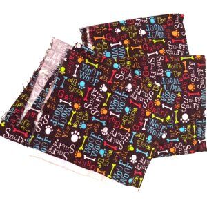 Dog Themed Words Paw Prints Flannel Fabric Remnant 3‎ Pieces JoAnn Exclusive